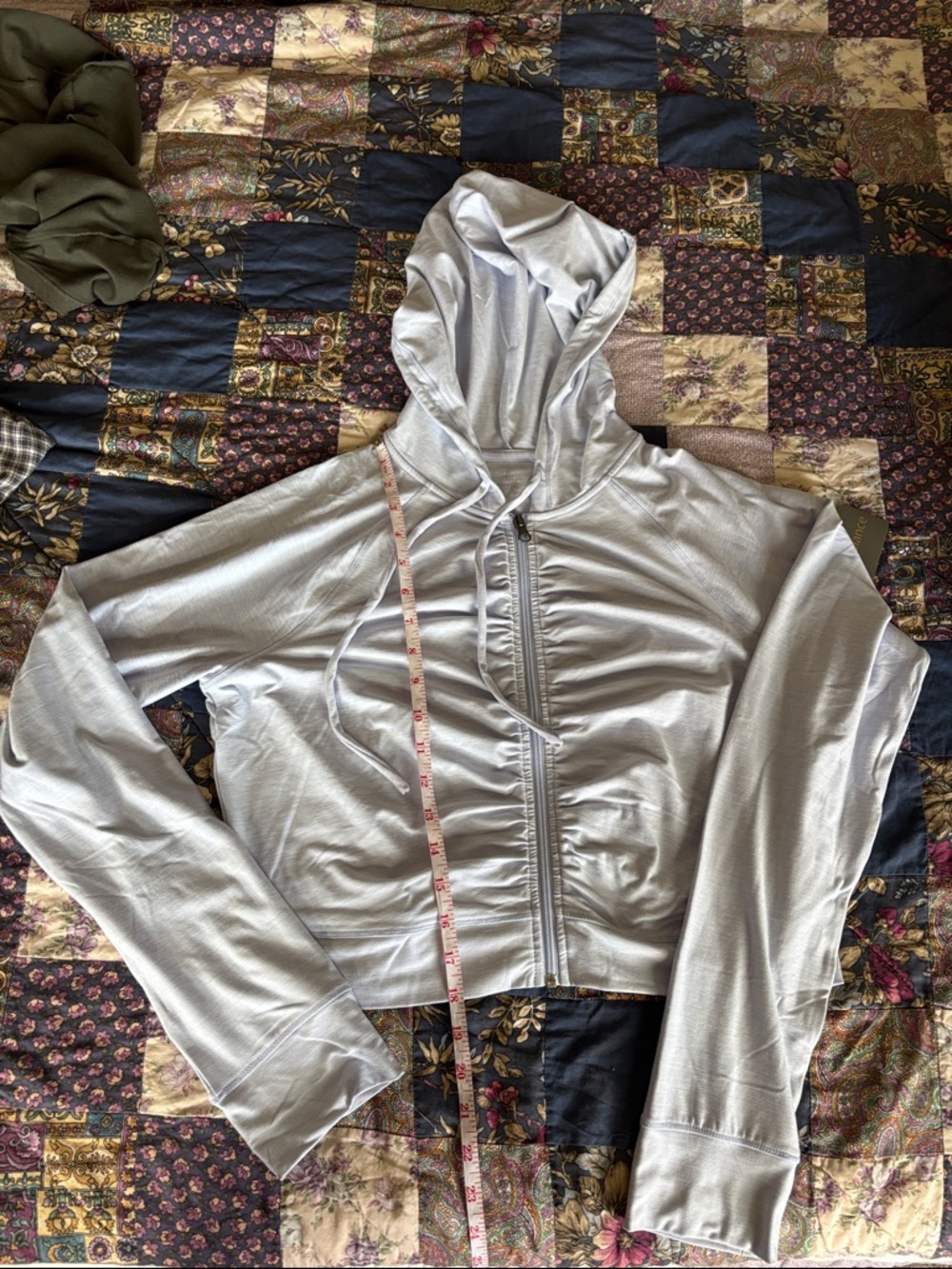 Lightweight Runched  Baby Blue Zip Up with Hood